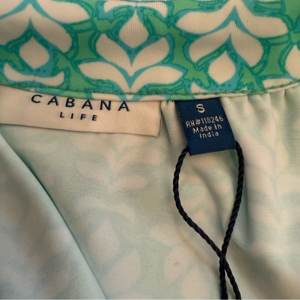 Cabana Life UPF 50+ Green Print Sleeveless Shift Dress Small NWT Travel Resort - Picture 2 of 12
